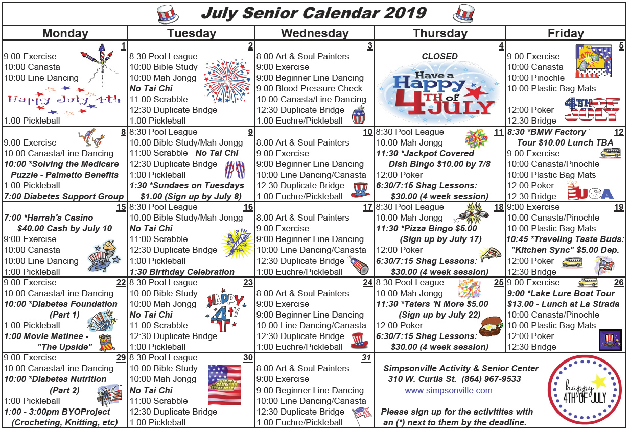 Simpsonville Activity & Senior Center Calendar – The Simpsonville Sentinel Simpsonville Activity & Senior Center Calendar – The Simpsonville Sentinel